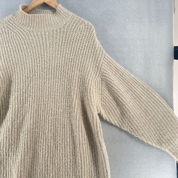 Oak + Fort Womens Sweater Dress Small Beige Tunic High Neck Casual Relaxed Fit - Picture 5 of 16